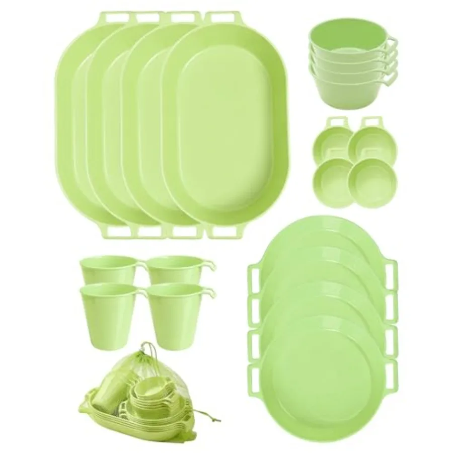 Dinnerware Set for 4, 21-Piece Unbreakable Plates and Bowls Set with Mesh Bag, Cups, Sauce Dishes and Serving Platters, Lightwe
Dinnerware Set for 4, 21-Piece Unbreakable Plates and Bowls Set with Mesh Bag, Cups, Sauce Dishes and Serving Platters, Lightwe