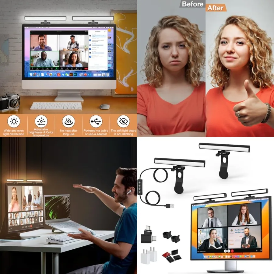 Video Conference Lighting, Monitor Light Bar, Eye-Caring Computer Light, Screen Light Bar, Webcam Streaming Lights, Zoom Lighti
Video Conference Lighting, Monitor Light Bar, Eye-Caring Computer Light, Screen Light Bar, Webcam Streaming Lights, Zoom Lighti