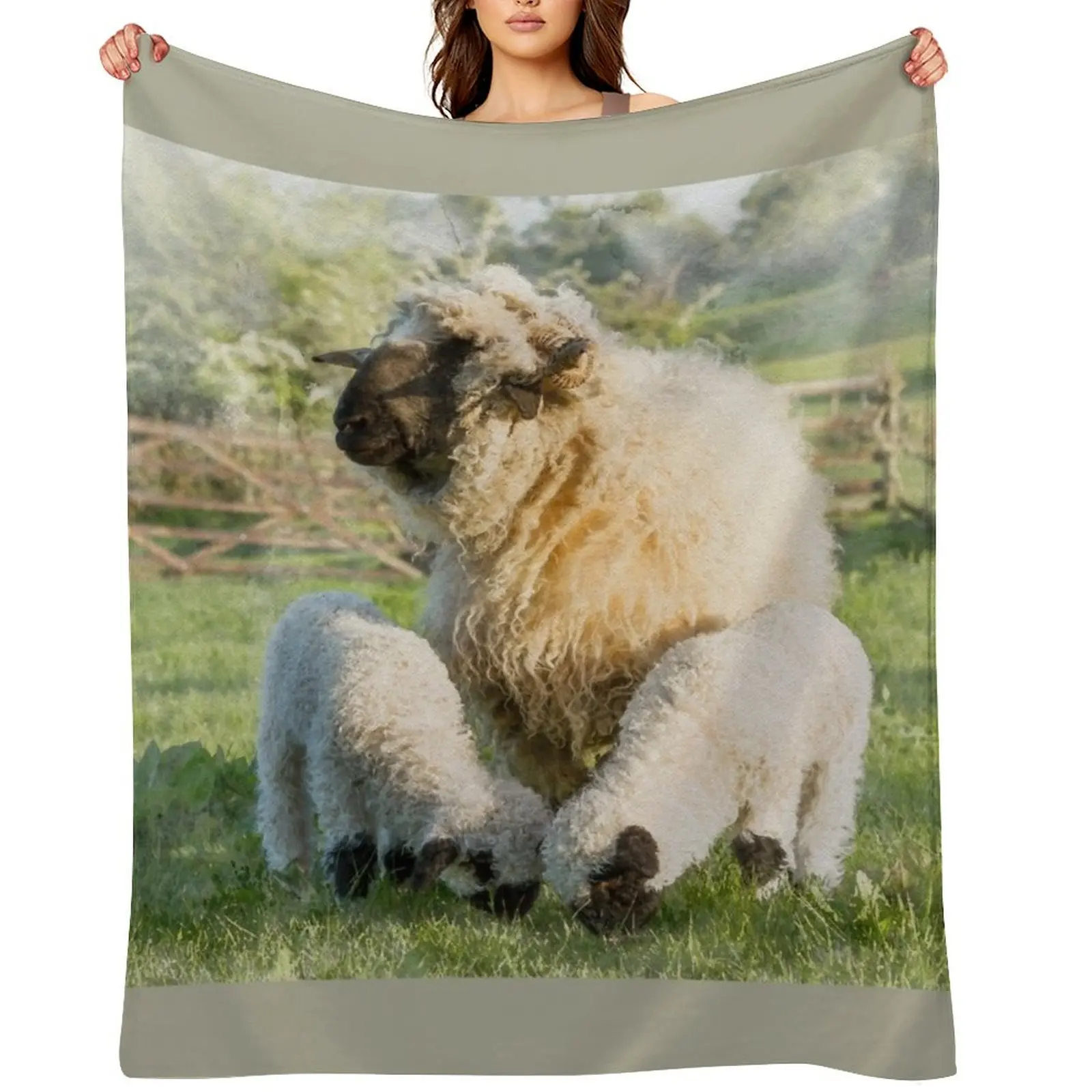 Watercolour Photograph of Valais Blacknose Sheep and Her Twin Lambs Throw Blanket Vintage Sofas Luxury Designer Blankets
Watercolour Photograph of Valais Blacknose Sheep and Her Twin Lambs Throw Blanket Vintage Sofas Luxury Designer Blankets