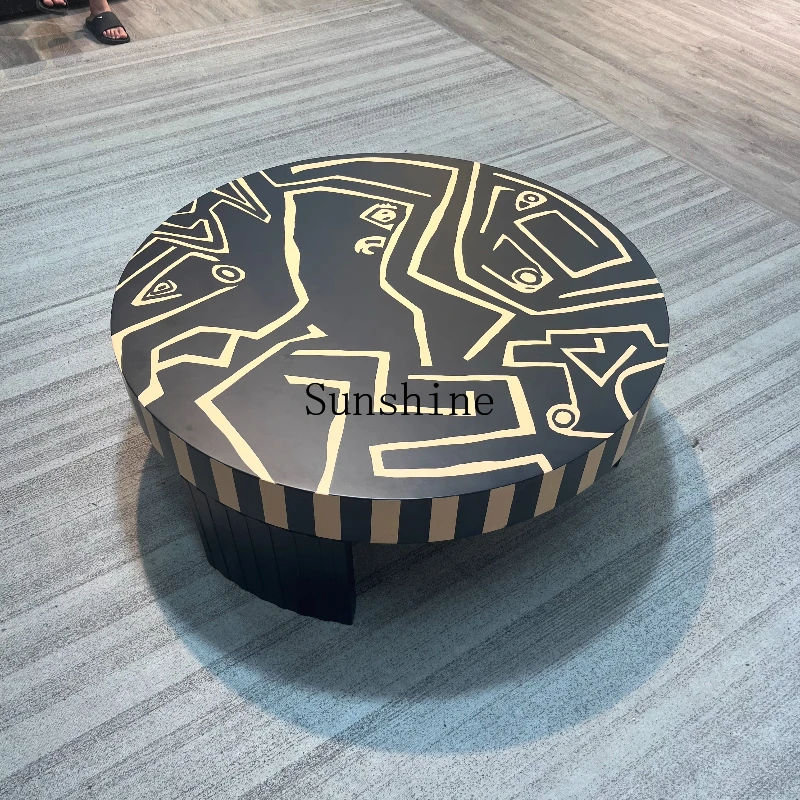 Black and white coffee table painting art coffee table simple modern household round table
Black and white coffee table painting art coffee table simple modern household round table