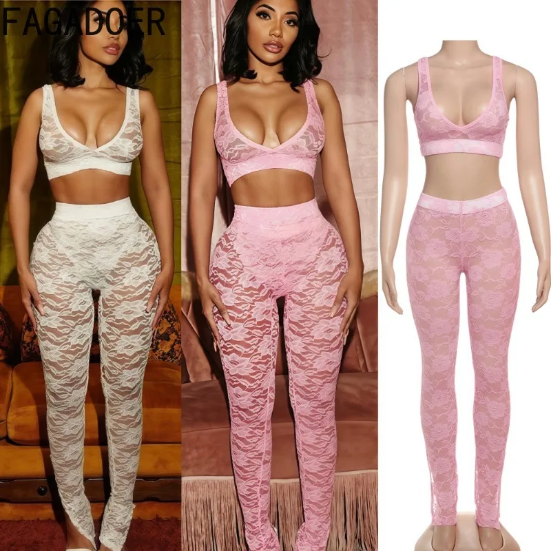 FAGADOER Sexy Lace See Thorough Bodycon Jumpsuit Women Mesh V-Neck Sleeveless Tank Tops + Leggings Matching Female Overalls
FAGADOER Sexy Lace See Thorough Bodycon Jumpsuit Women Mesh V-Neck Sleeveless Tank Tops + Leggings Matching Female Overalls