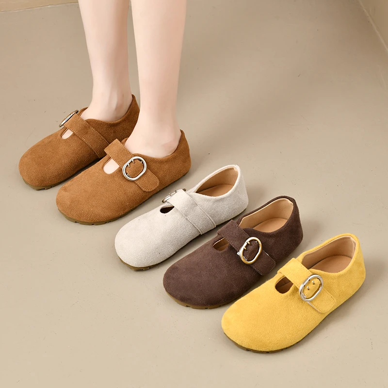 Women's Autumn New Retro Flat Ballet Mary Janes - One-Strap Buckle, Hidden Heel, Outer Wear, Low-Cut Slip-On Shoes
Women's Autumn New Retro Flat Ballet Mary Janes - One-Strap Buckle, Hidden Heel, Outer Wear, Low-Cut Slip-On Shoes