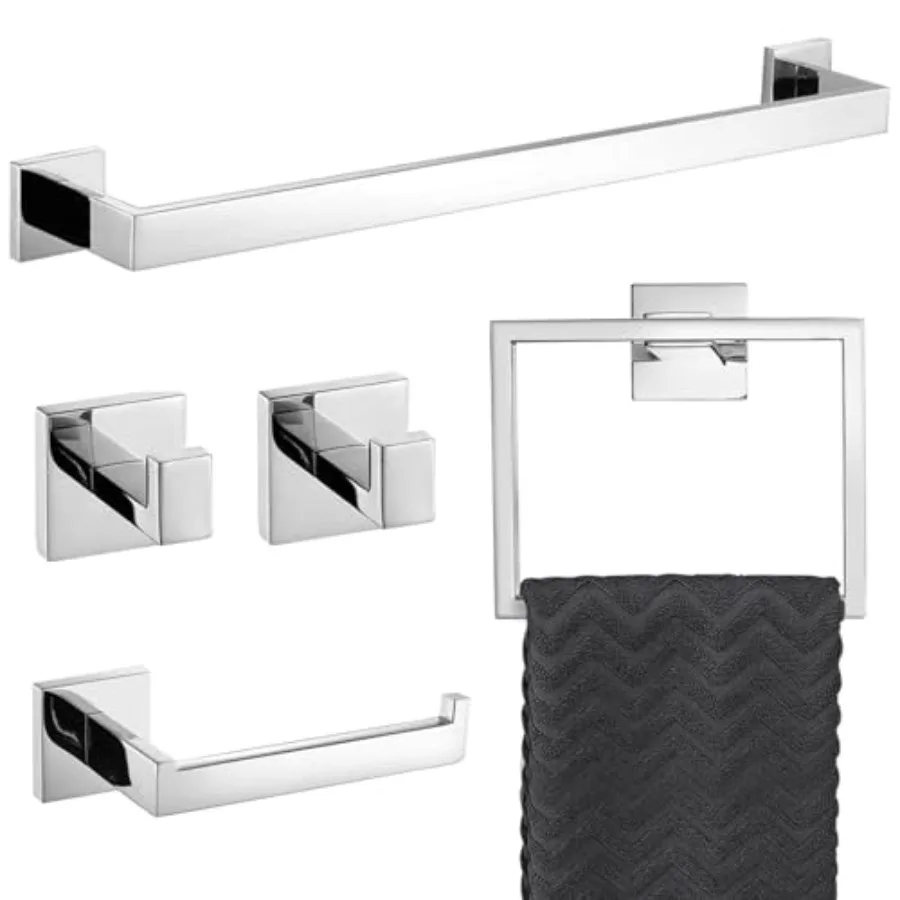 5-Piece Bathroom Hardware Set Polished Chrome Towel Bar Sets Towel Ring Toilet Paper Holder and 2 Towel Hooks Stainless Steel W
5-Piece Bathroom Hardware Set Polished Chrome Towel Bar Sets Towel Ring Toilet Paper Holder and 2 Towel Hooks Stainless Steel W