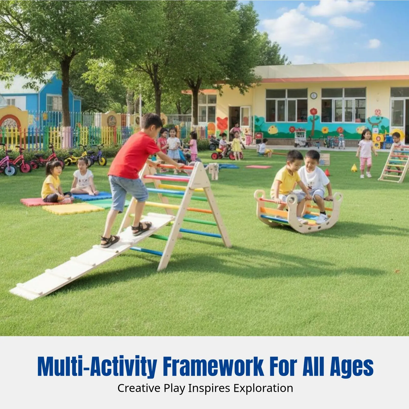 Kindergarten Outdoor Climbing Frame, Sensory Integration Training, Wooden Balance Equipment, Multi-Combination Play Structure
Kindergarten Outdoor Climbing Frame, Sensory Integration Training, Wooden Balance Equipment, Multi-Combination Play Structure