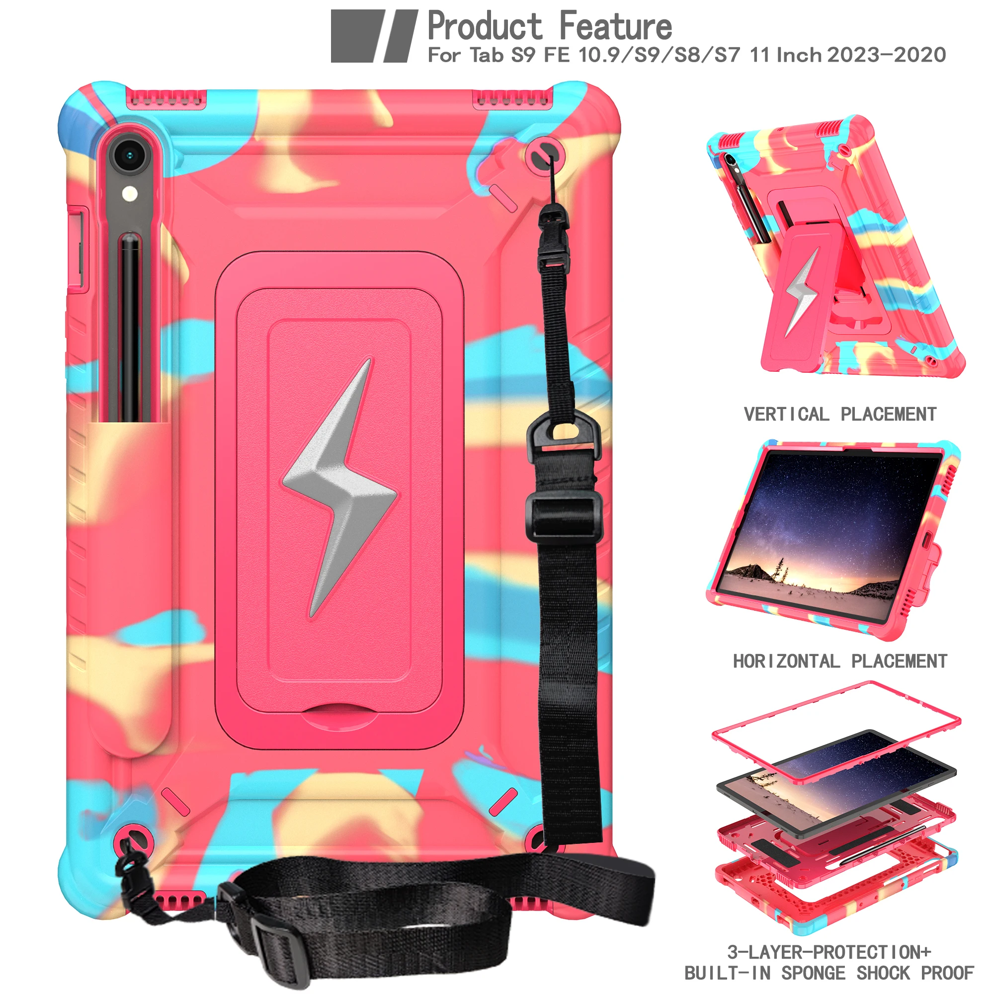 Tablet Case For Samsung Galaxy Tab S10 S9 S9FE Plus 12.4" Shockproof Back Cover With Foldable Bracket and pen slot Tablet Cover
Tablet Case For Samsung Galaxy Tab S10 S9 S9FE Plus 12.4" Shockproof Back Cover With Foldable Bracket and pen slot Tablet Cover