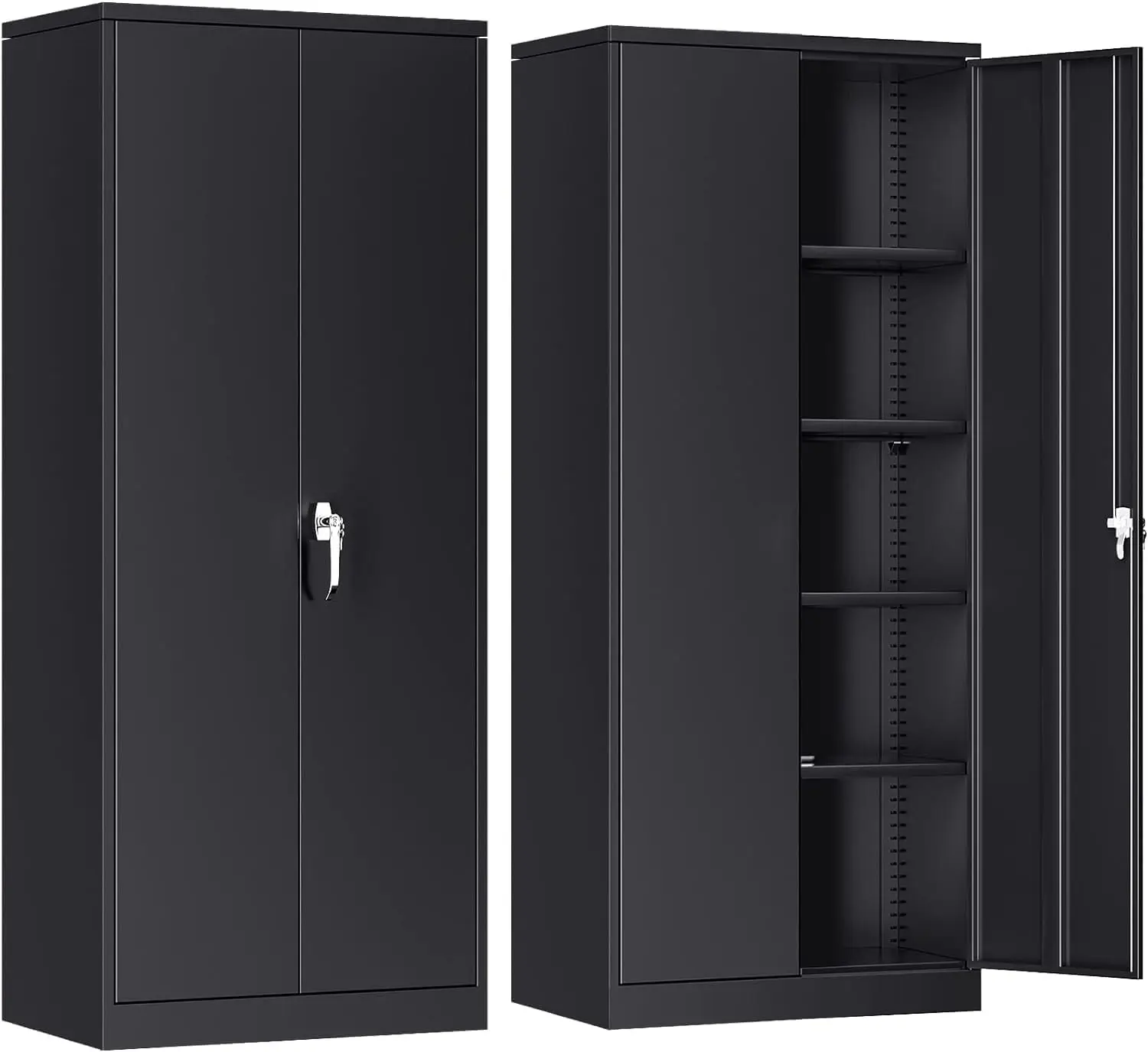 72" Metal Storage Cabinet with Doors, Black Steel Utility Cupboard with Adjustable Shelves, Heavy Duty Freestanding Organizer for Garage, Home Office, Kitchen Pantry
72" Metal Storage Cabinet with Doors, Black Steel Utility Cupboard with Adjustable Shelves, Heavy Duty Freestanding Organizer for Garage, Home Office, Kitchen Pantry