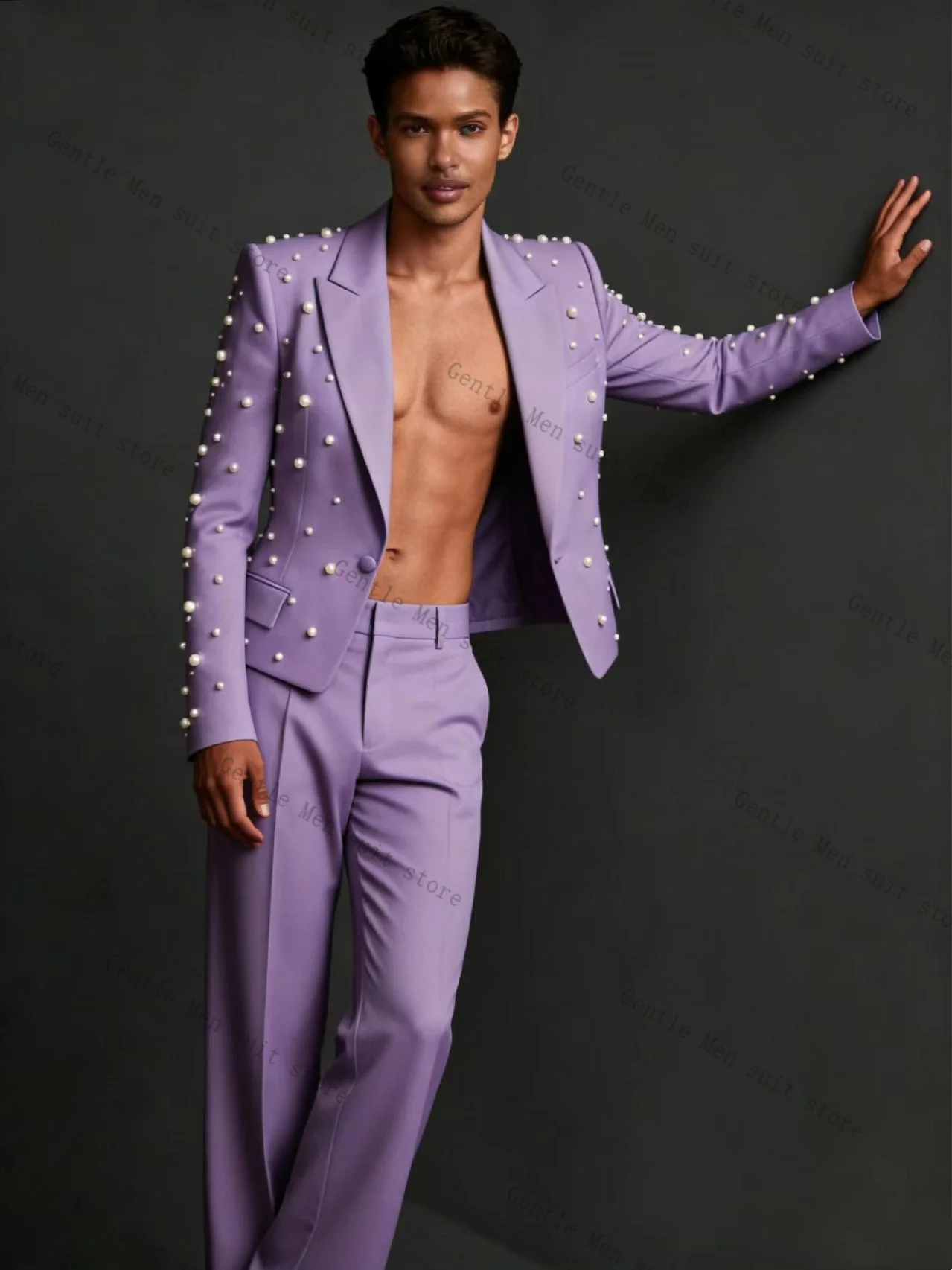 Luxury Pearls Men Suit Set 2 Pcs Blazer+Pants Trousers Purple Groom Wedding Tuxedo Formal Office Business Jacket Coat Customized
Luxury Pearls Men Suit Set 2 Pcs Blazer+Pants Trousers Purple Groom Wedding Tuxedo Formal Office Business Jacket Coat Customized