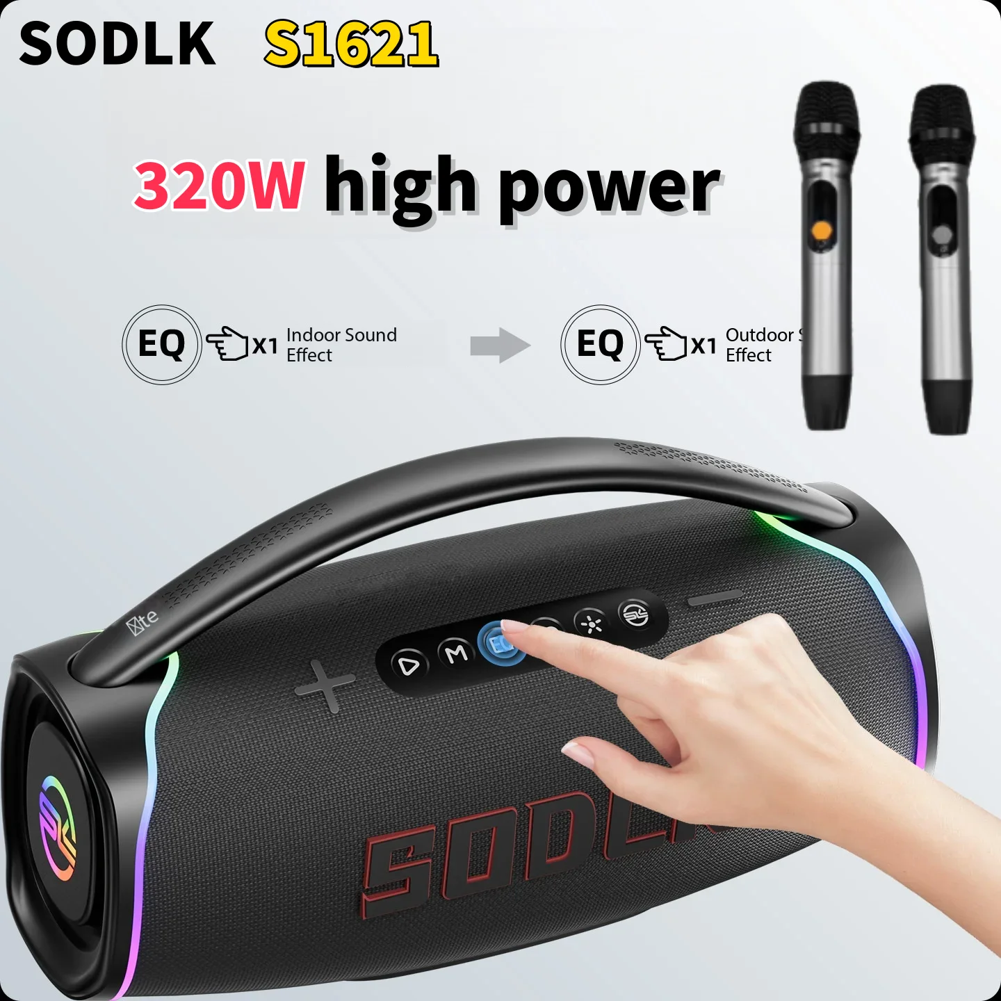 Беспроводная Bluetooth-колонка SODLK S1621 320W с сабвуфером, караоке и TWS, Hi-Fi качество звука, Soundbox, Caixa De Som Bluetooth
Беспроводная Bluetooth-колонка SODLK S1621 320W с сабвуфером, караоке и TWS, Hi-Fi качество звука, Soundbox, Caixa De Som Bluetooth