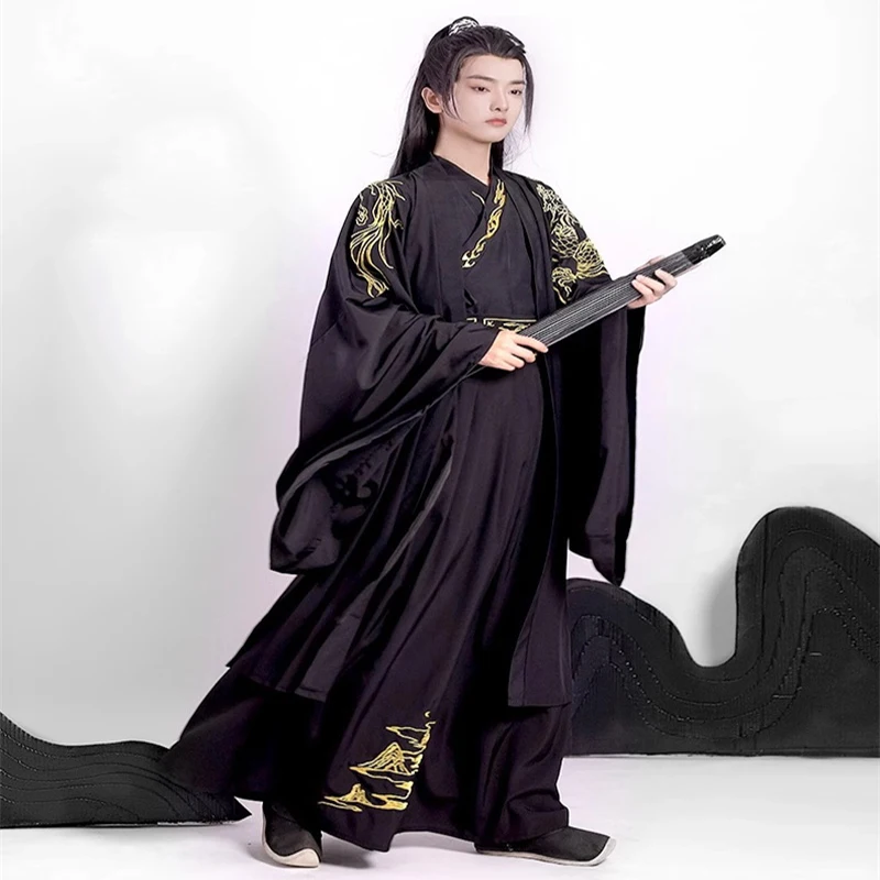 Chinese Folk Costume Halloween China Traditional Kimono Big Sleeve Robe Black Men Ming Dynasty Hanfu Hafu Men'S Cosplay Party
Chinese Folk Costume Halloween China Traditional Kimono Big Sleeve Robe Black Men Ming Dynasty Hanfu Hafu Men'S Cosplay Party