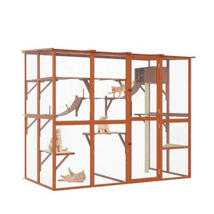 Large Walk-in Catio Wooden cat Houses for Multiple Outdoor Cats, Outdoor cat Enclosure with 4 Bridges and Transparent PVC Roof
Large Walk-in Catio Wooden cat Houses for Multiple Outdoor Cats, Outdoor cat Enclosure with 4 Bridges and Transparent PVC Roof