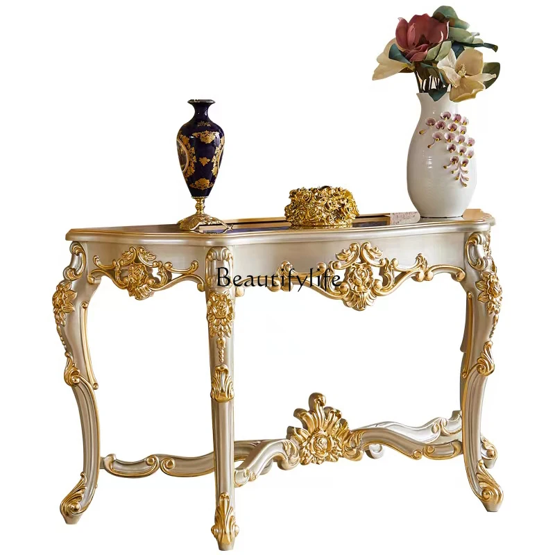 European-style entrance table against the wall, all solid wood semicircular strip table, entrance cabinet
European-style entrance table against the wall, all solid wood semicircular strip table, entrance cabinet