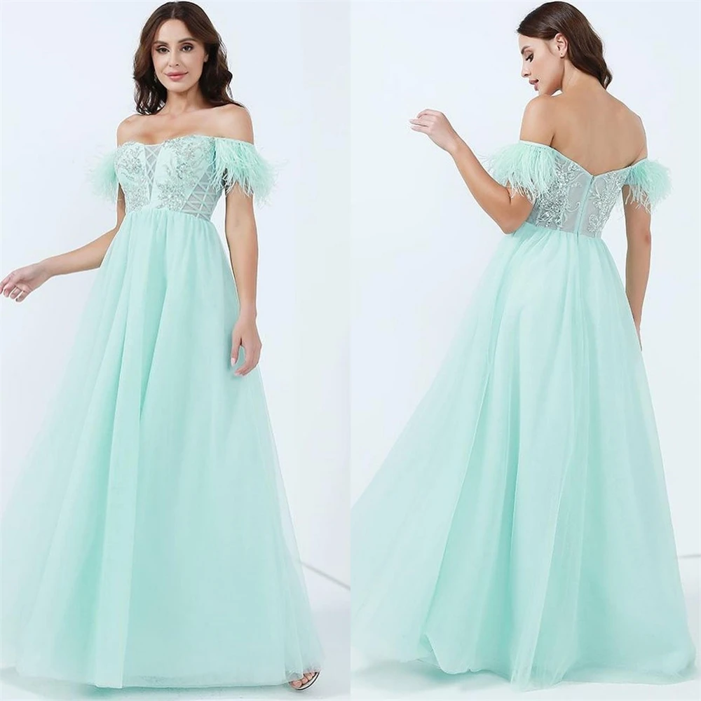 Customized Fashion Off-the-shoulder Ball gown Party Feathers Flowers Chiffon Occasion Evening Gown vestidos para mujer
Customized Fashion Off-the-shoulder Ball gown Party Feathers Flowers Chiffon Occasion Evening Gown vestidos para mujer