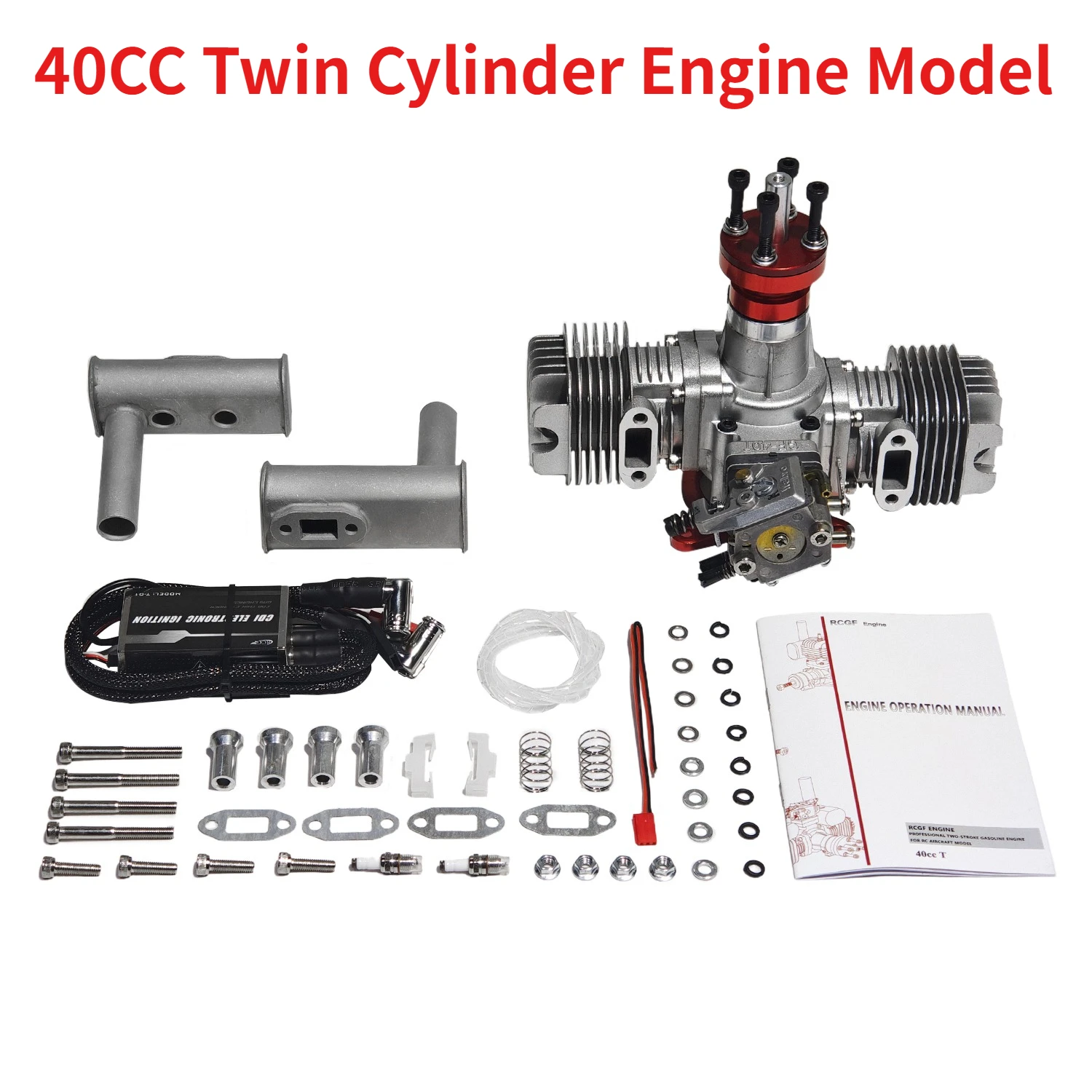 RCGF 40CC T Twin Cylinder Engine Model Metal Two Stroke Engine with Electronic Ignition Muffler for RC Airplane Model DIY Toys
RCGF 40CC T Twin Cylinder Engine Model Metal Two Stroke Engine with Electronic Ignition Muffler for RC Airplane Model DIY Toys