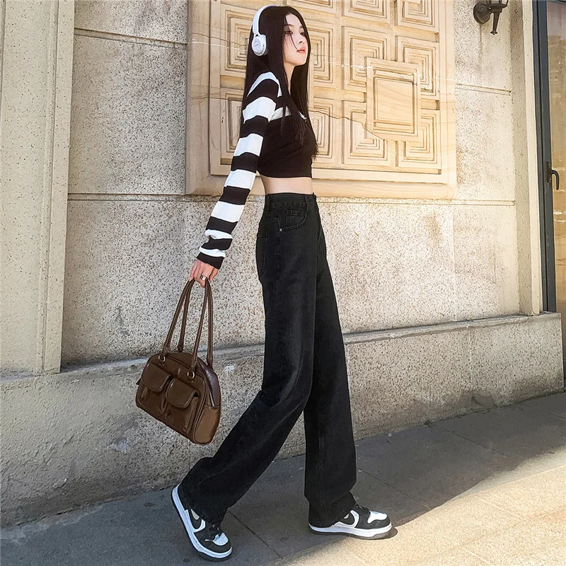 Удобные женские прямые джинсы, приятные для кожи, эластичные однотонные черные брюки с высокой посадкой для отдыха, японские корейские модные брюки Y2k
Удобные женские прямые джинсы, приятные для кожи, эластичные однотонные черные брюки с высокой посадкой для отдыха, японские корейские модные брюки Y2k