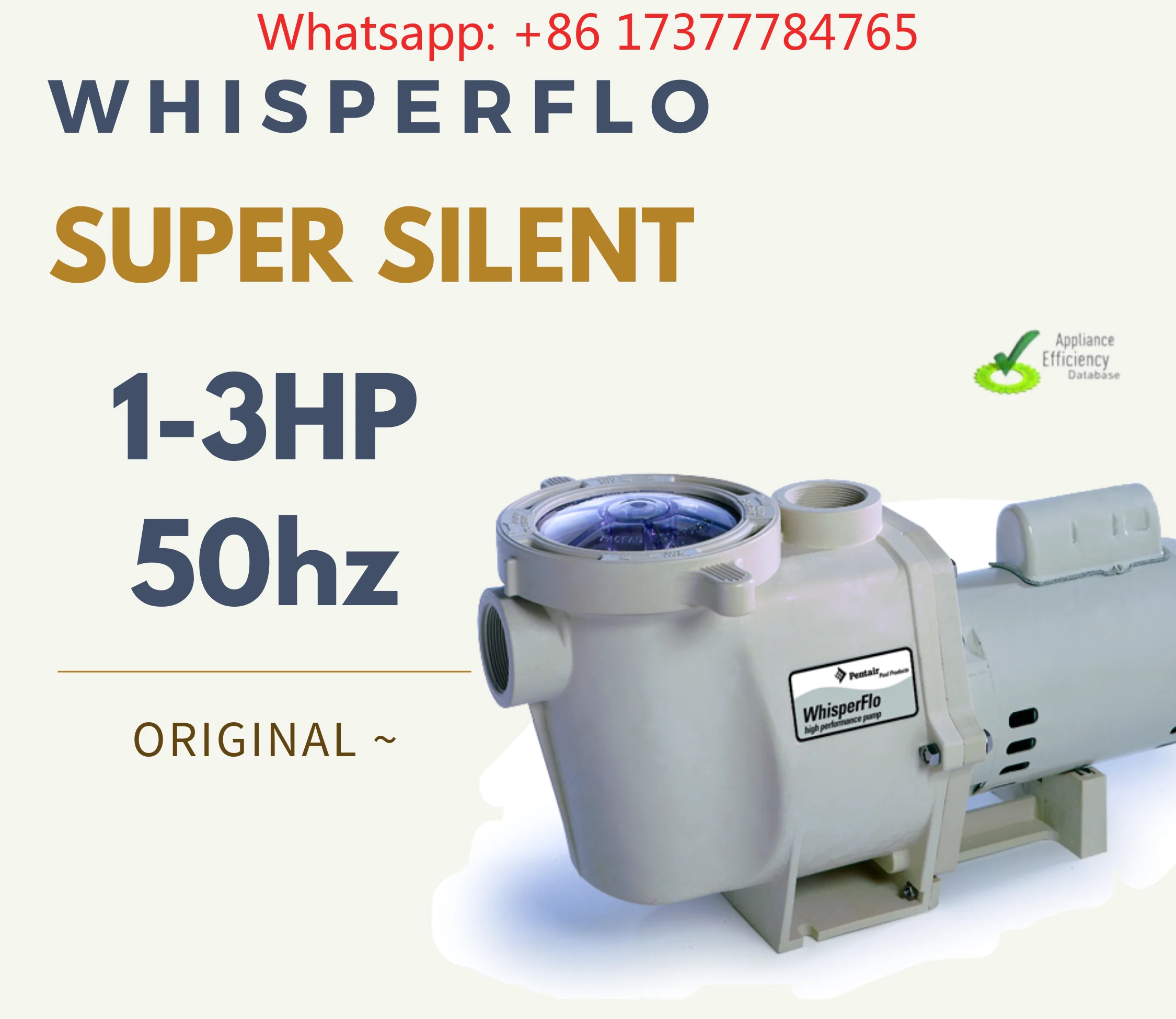 50Hz/60Hz IE3 Silent Motor Pool Pump, WhisperFlo High Performance White 1HP-3HP Swimming Pool Water Pump
50Hz/60Hz IE3 Silent Motor Pool Pump, WhisperFlo High Performance White 1HP-3HP Swimming Pool Water Pump