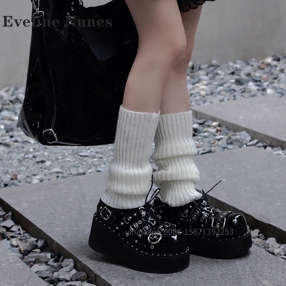 Belt Buckle Cross Tied Pumps Round Toe Height Increasing Platform Rivet Shallow Shoes Metal Decoration Punk Spicy Girl Shoes
Belt Buckle Cross Tied Pumps Round Toe Height Increasing Platform Rivet Shallow Shoes Metal Decoration Punk Spicy Girl Shoes
