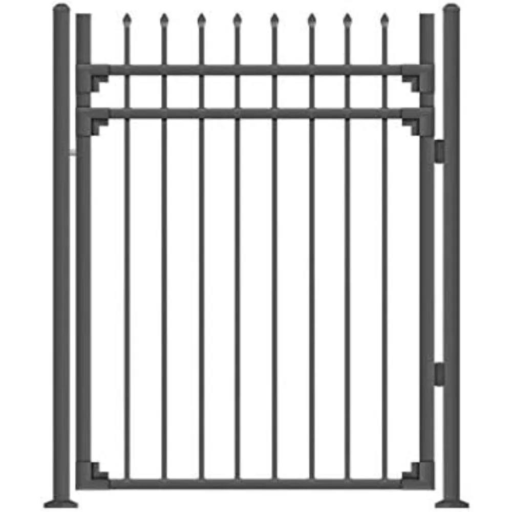 Black Steel Anti-Rust Fence Gate with Sharp End Pickets - 4ft W x 5ft H - Easy Installation Kit for Residential Outdoor Yards
Black Steel Anti-Rust Fence Gate with Sharp End Pickets - 4ft W x 5ft H - Easy Installation Kit for Residential Outdoor Yards
