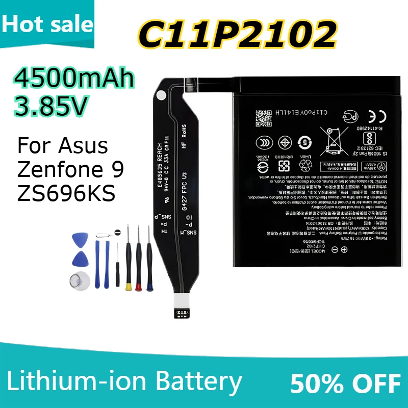 C11P2102 4500mah 3.85V Mobile Phone Batteries for Asus Zenfone 9 ZS696KS Large Capacity Lithium Battery
C11P2102 4500mah 3.85V Mobile Phone Batteries for Asus Zenfone 9 ZS696KS Large Capacity Lithium Battery