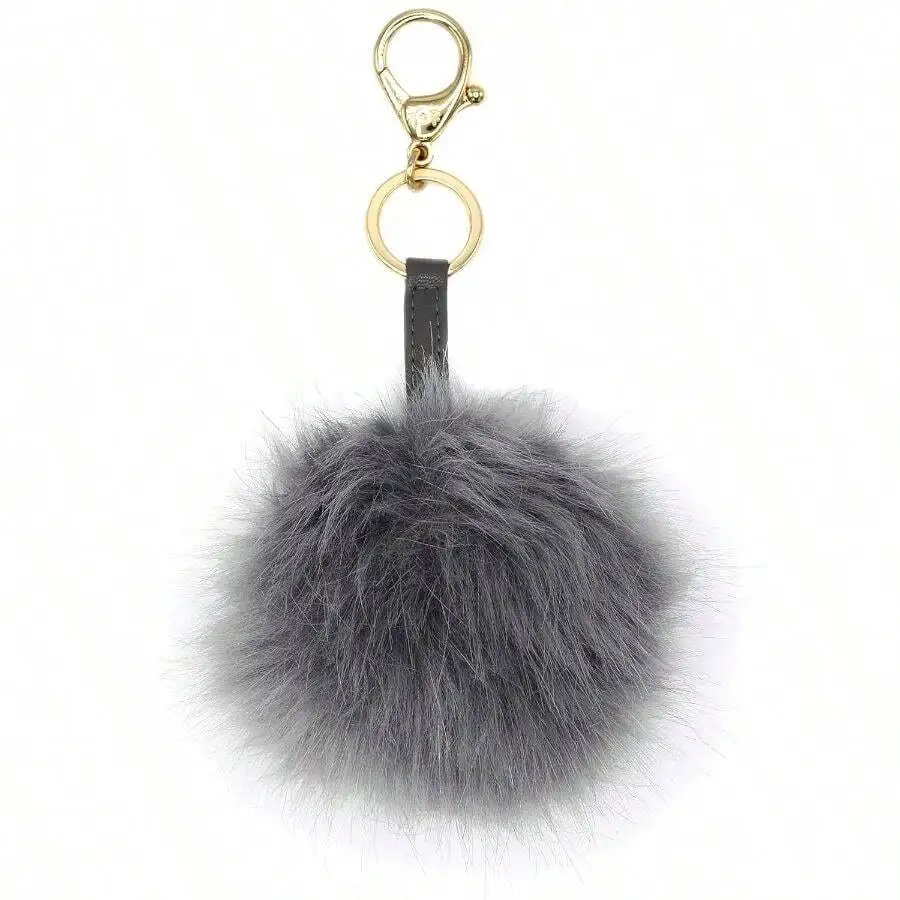 Faux Fur Pom Pom Keychain Purse Charm With Metal Clasp Dark Grey
Faux Fur Pom Pom Keychain Purse Charm With Metal Clasp Dark Grey