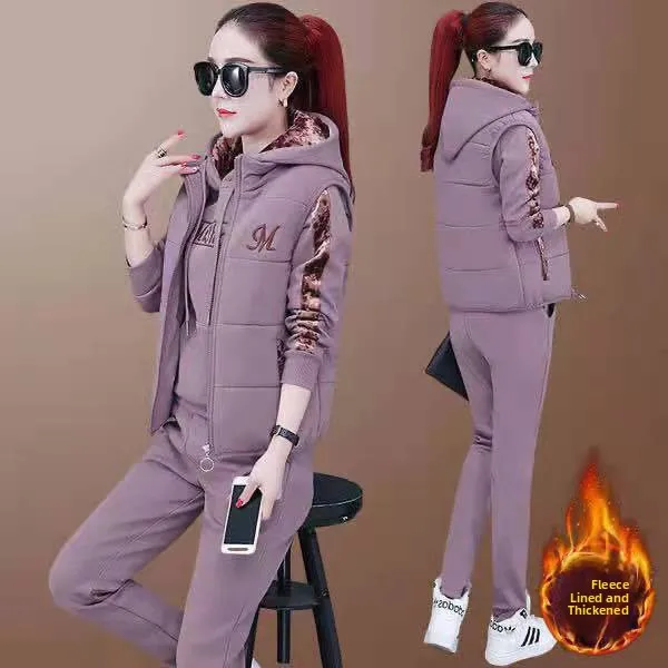 Thickened Fleece Lined Sportswear Women's Autumn Winter New Style Korean Version Warmth Hooded Long Sleeve Pants Set
Thickened Fleece Lined Sportswear Women's Autumn Winter New Style Korean Version Warmth Hooded Long Sleeve Pants Set