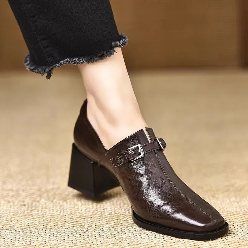 High-heeled Shoes Women's New All-match Thick-heeled Pointed Leather Shoes Mid-heeled Black Professional Shoes Women's Shoes 40
High-heeled Shoes Women's New All-match Thick-heeled Pointed Leather Shoes Mid-heeled Black Professional Shoes Women's Shoes 40
