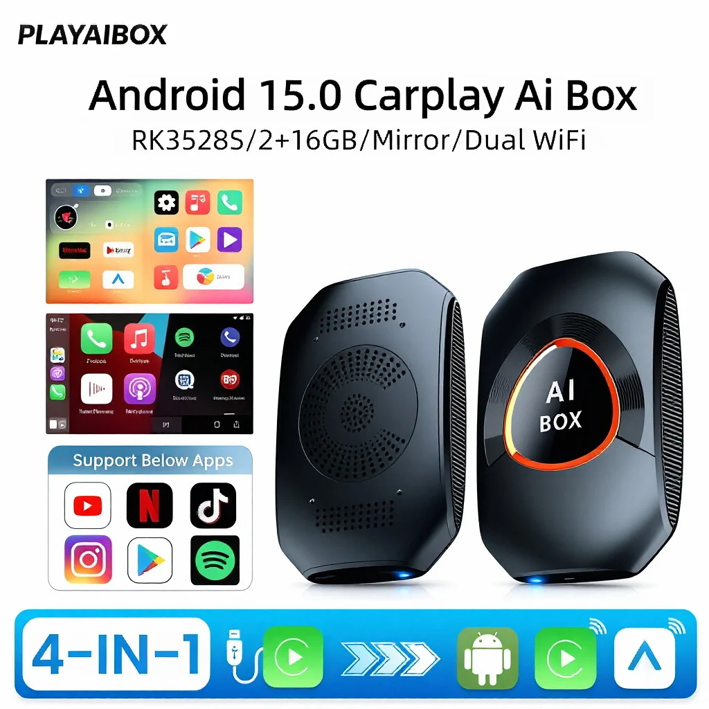 Android 15 Smart Box с беспроводным CarPlay и Android Auto, 2G+16GB, ТВ-бокс, автомобильный мультимедийный плеер с автоматическим подключением для YouTube и Netflix
Android 15 Smart Box с беспроводным CarPlay и Android Auto, 2G+16GB, ТВ-бокс, автомобильный мультимедийный плеер с автоматическим подключением для YouTube и Netflix