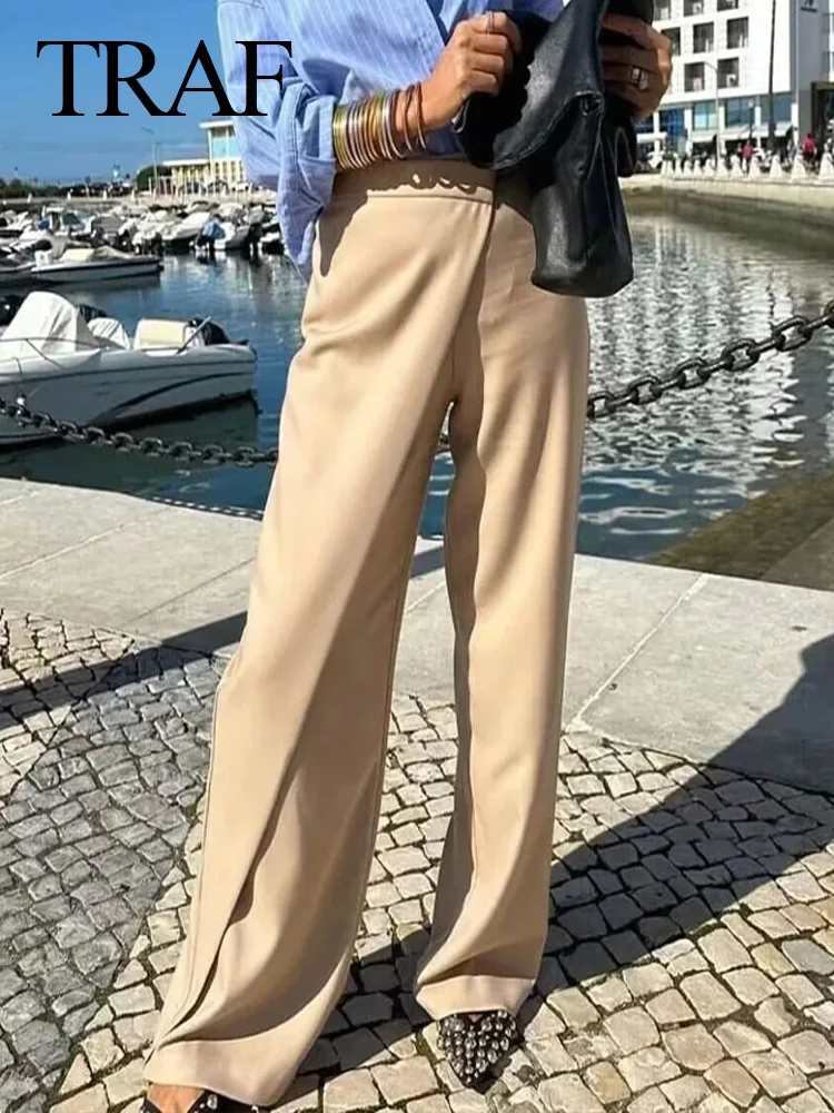 TRAF 2023 Women Fashion Elegant Loose Wide Leg Pants Casual Vintage High Waisted Side Zipper Female Long Trousers Streetwear
TRAF 2023 Women Fashion Elegant Loose Wide Leg Pants Casual Vintage High Waisted Side Zipper Female Long Trousers Streetwear