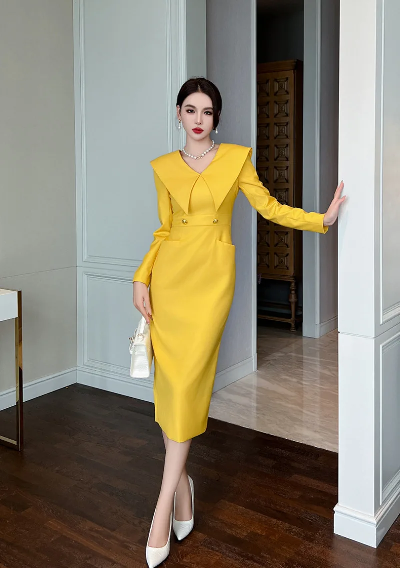 Fashion French Mid-calf A-line Long Dresses Turn-down Collar Solid Womens Dresses Autumn and Winter New Dresses for Women 2023
Fashion French Mid-calf A-line Long Dresses Turn-down Collar Solid Womens Dresses Autumn and Winter New Dresses for Women 2023