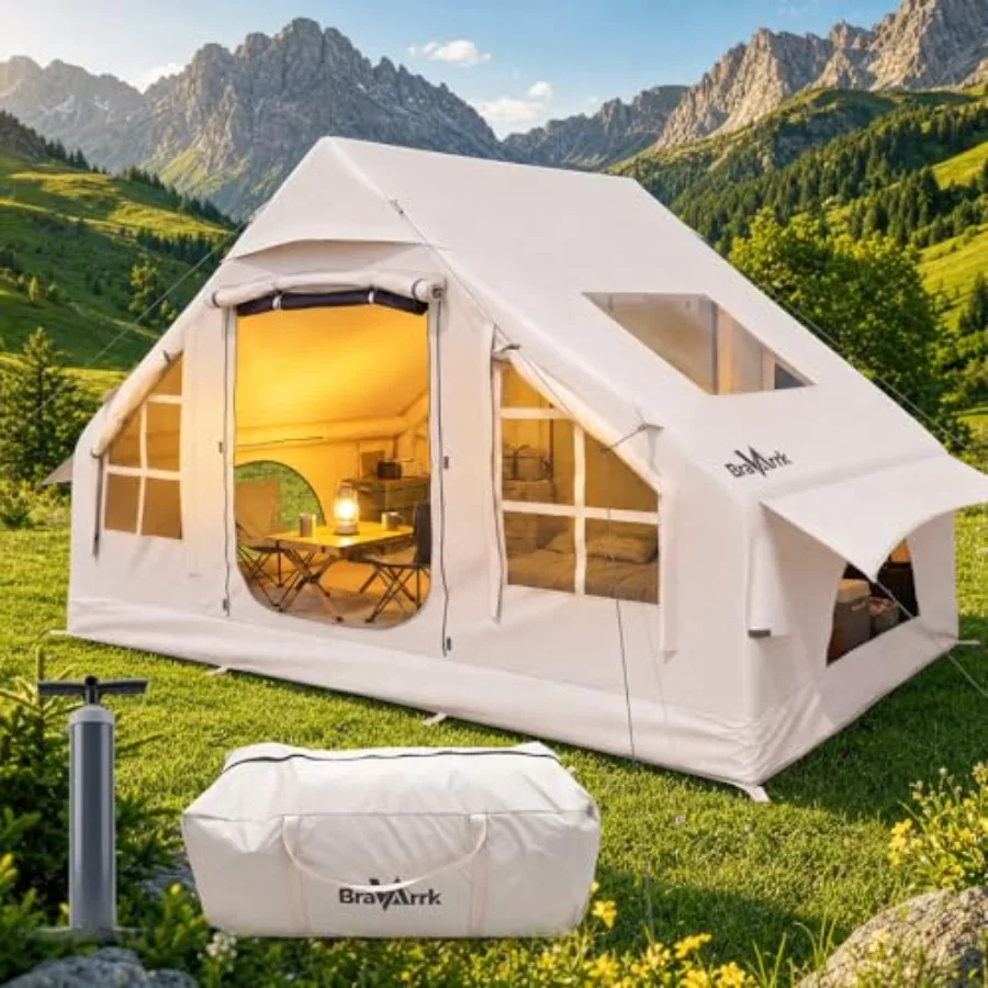 Inflatable Tent for Camping, Glamping Hiking PVC-TPU Hybrid, Gray-Black, Waterproof with Skylight, Stove Jack Integrated Pump
Inflatable Tent for Camping, Glamping Hiking PVC-TPU Hybrid, Gray-Black, Waterproof with Skylight, Stove Jack Integrated Pump