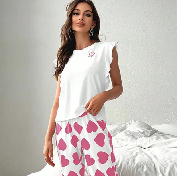 Women Sleeveless Pajama Set 2026 Cute Love Print Homewear
Women Sleeveless Pajama Set 2026 Cute Love Print Homewear