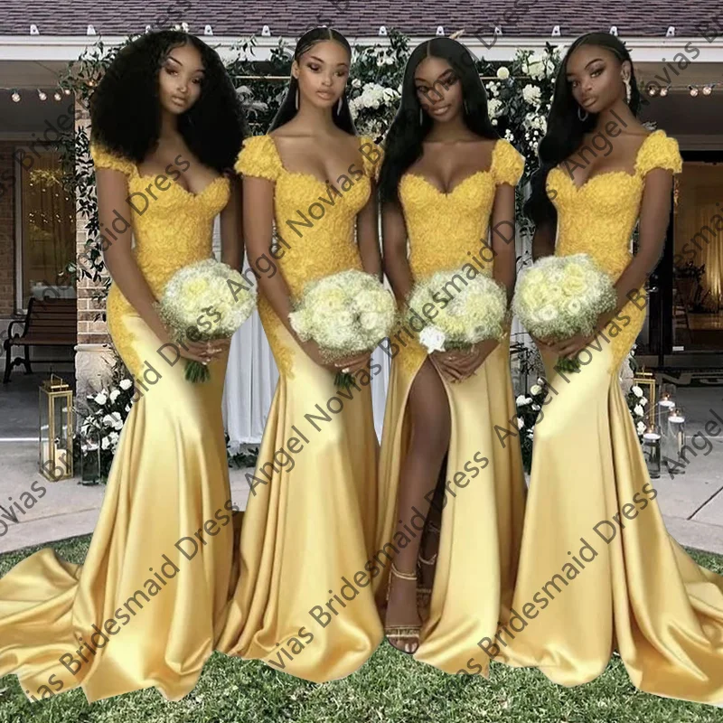 Customized Mermaid Yellow Bridesmaid Dresses Cap Sleeves Wedding Guest Party Gowns Vestidos De Fiesta Elegantes
Customized Mermaid Yellow Bridesmaid Dresses Cap Sleeves Wedding Guest Party Gowns Vestidos De Fiesta Elegantes
