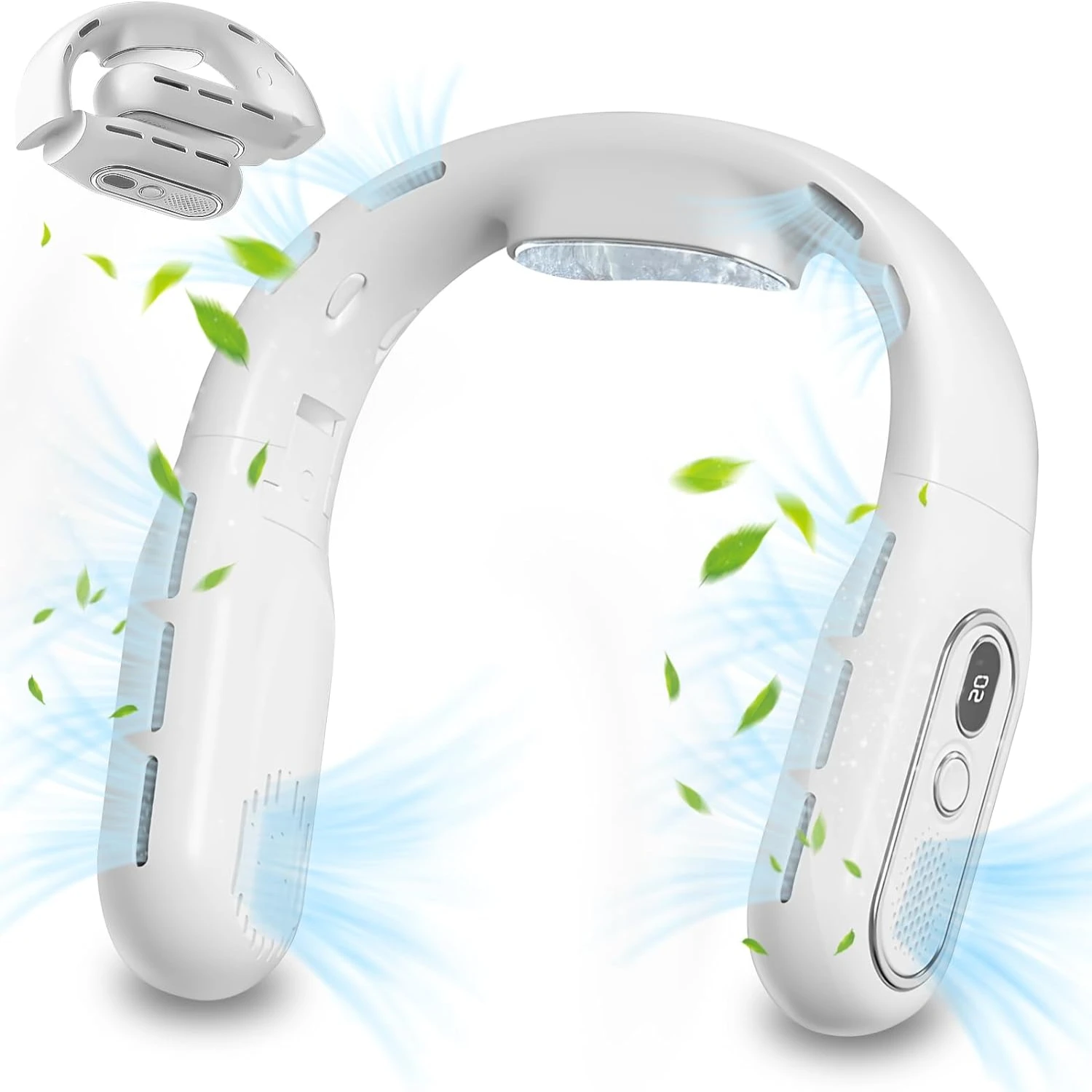 Compact and Powerful White Portable Bladeless Neck Fan with 3 Speed Wind for Personal Use, Foldable Hand-Free Travel Fan for Coo
Compact and Powerful White Portable Bladeless Neck Fan with 3 Speed Wind for Personal Use, Foldable Hand-Free Travel Fan for Coo