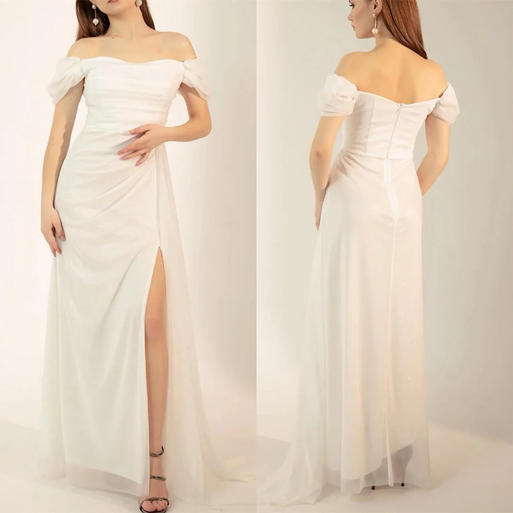 Customized Formal White Jersey Evening Dress Fashion Strapless Off the Shoulder Zipper Back Side Slit Sweep Train Party Dress
Customized Formal White Jersey Evening Dress Fashion Strapless Off the Shoulder Zipper Back Side Slit Sweep Train Party Dress