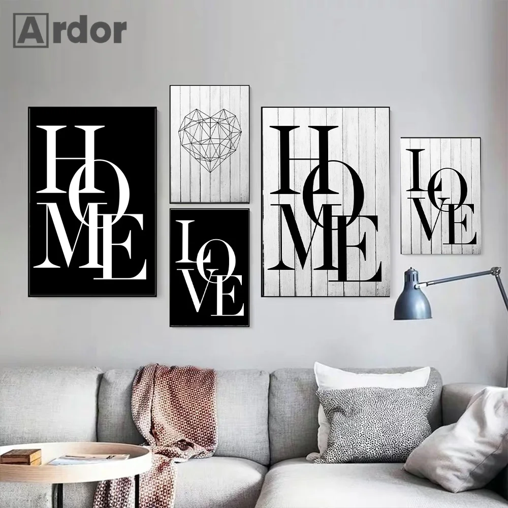 Black White Home Quotes Love Wall Art Canvas Painting Geometric Heart Nordic Posters and Prints Wall Pictures Living Room Decor
Black White Home Quotes Love Wall Art Canvas Painting Geometric Heart Nordic Posters and Prints Wall Pictures Living Room Decor