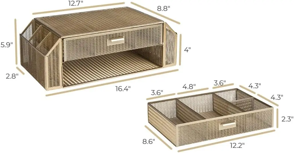 Gold Monitor Stand with Drawer – Computer Monitor Riser with Storage – Laptop Stand for Desk with Storage Laptop organizer
Gold Monitor Stand with Drawer – Computer Monitor Riser with Storage – Laptop Stand for Desk with Storage Laptop organizer