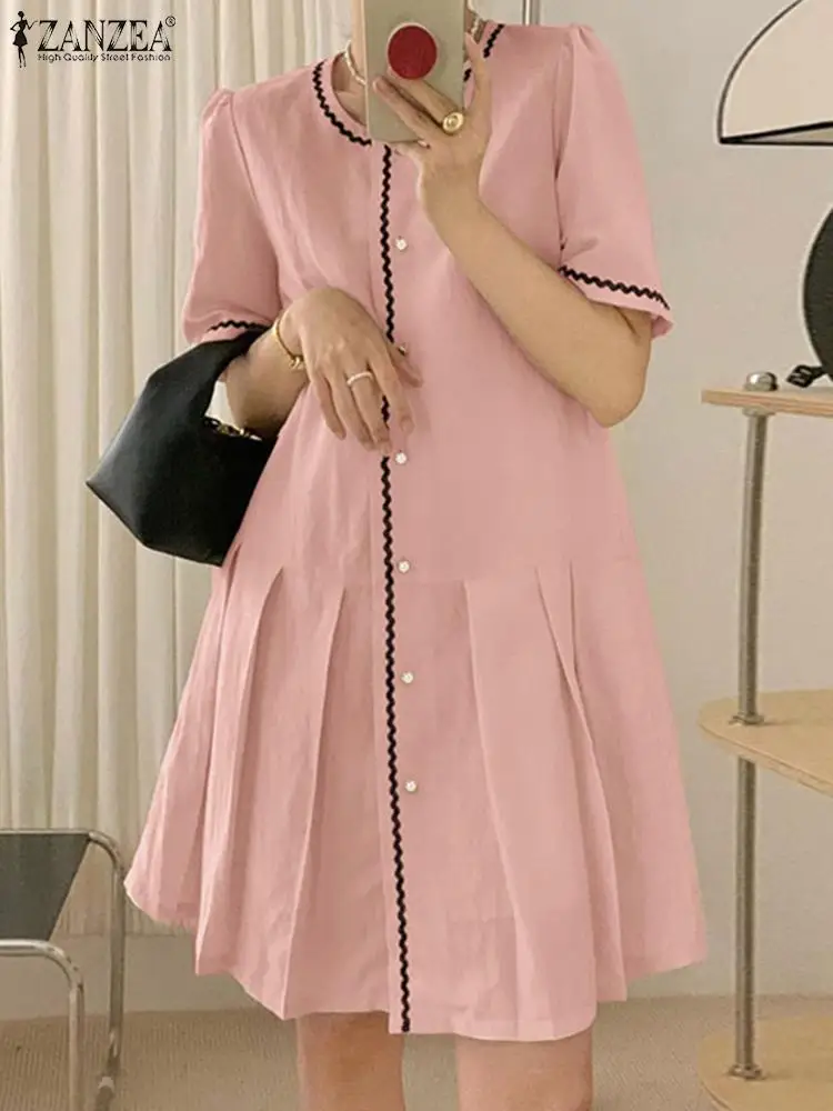 ZANZEA Women Short Sleeve Sundress Vintage Buttons Pleating Dress 2024 Summer Colorblock Vestidos Casual Stitching Short Dress
ZANZEA Women Short Sleeve Sundress Vintage Buttons Pleating Dress 2024 Summer Colorblock Vestidos Casual Stitching Short Dress