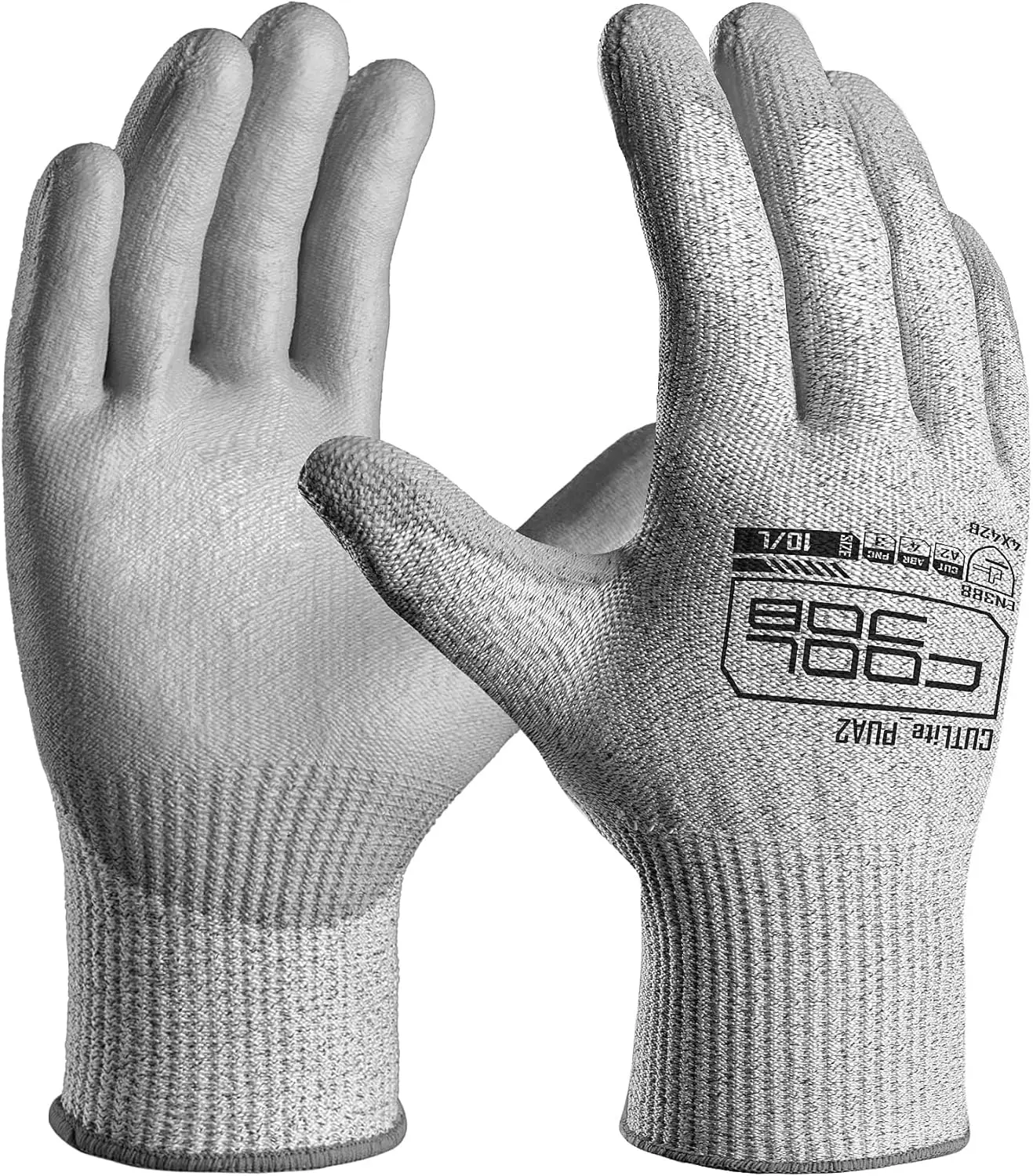 Pairs Cut Resistant Safety Work Gloves with Grip, 13 Gauge Seamless Shell with PU Coating, ANSI A2 A4 A6, Gray
Pairs Cut Resistant Safety Work Gloves with Grip, 13 Gauge Seamless Shell with PU Coating, ANSI A2 A4 A6, Gray