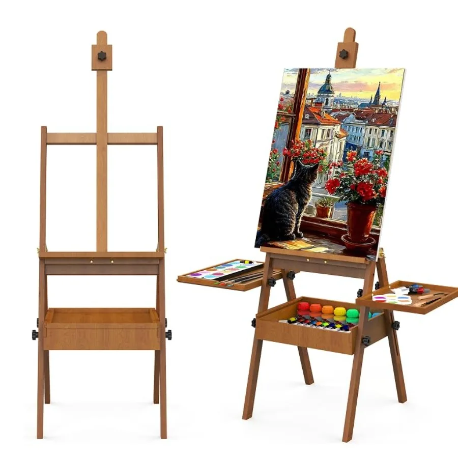 Large Beech Wood H-Frame Easel for studio use, natural beech wood, vintage hand-rubbed finish, multi-function with storage box
Large Beech Wood H-Frame Easel for studio use, natural beech wood, vintage hand-rubbed finish, multi-function with storage box