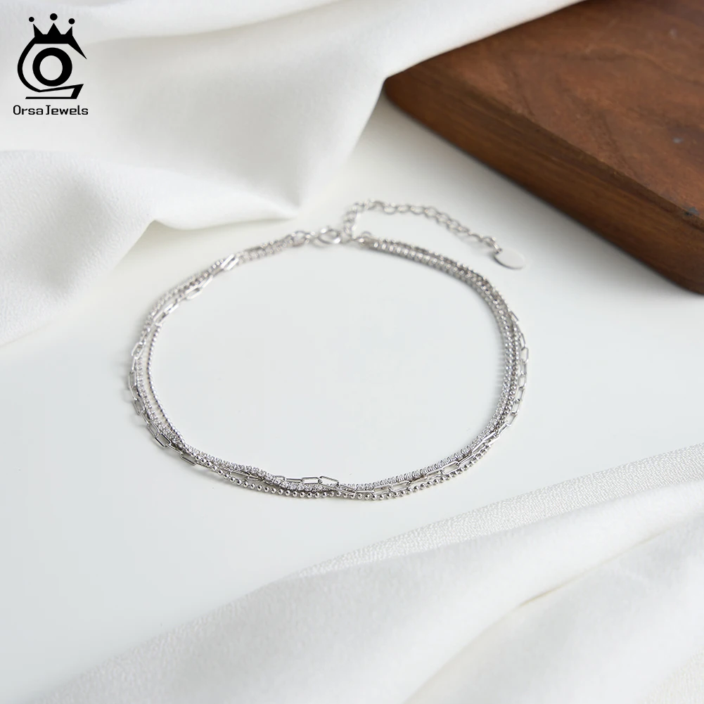 ORSA JEWELS 925 Silver Tennis Layered Anklet Bracelet Beach Adjustable Zircon Beads Paperclip Link Foot Chain Jewelry Gift SA104
ORSA JEWELS 925 Silver Tennis Layered Anklet Bracelet Beach Adjustable Zircon Beads Paperclip Link Foot Chain Jewelry Gift SA104