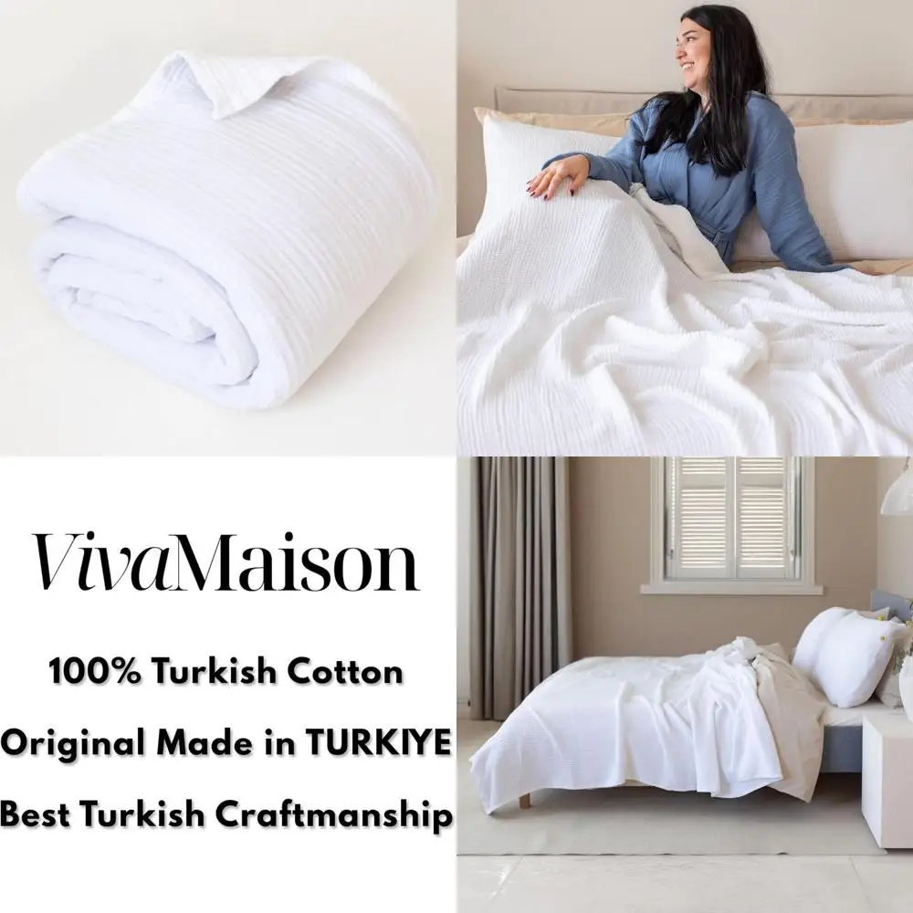 Queen XL Size 95x102 Inches Pure White 100% Cotton Muslin Throw Blanket for Bedding
Queen XL Size 95x102 Inches Pure White 100% Cotton Muslin Throw Blanket for Bedding