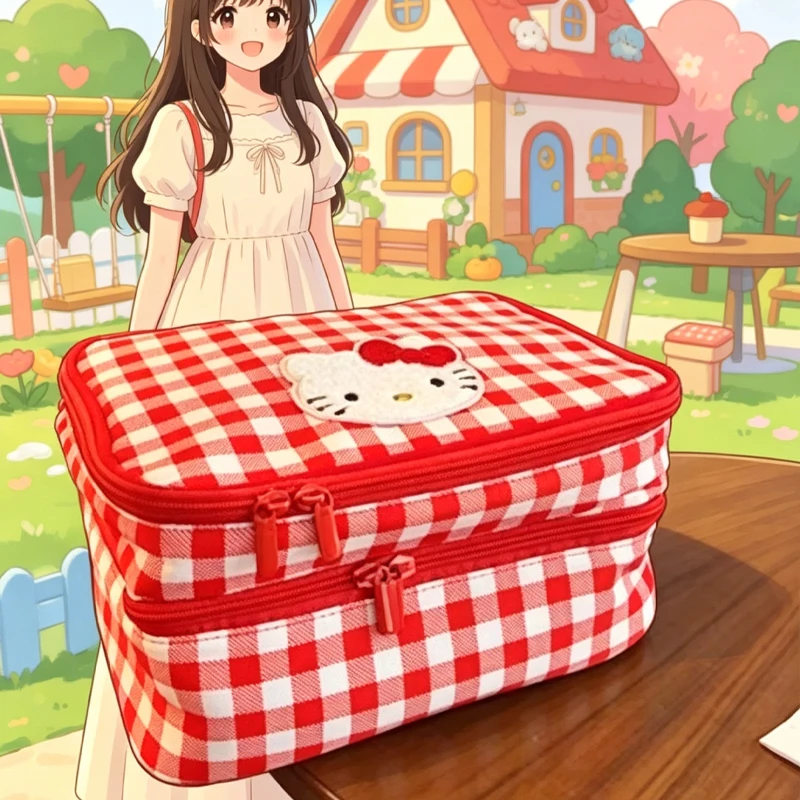 New Cute Portable Cosmetic Bag Sanrios Anime Hello Kittys Toilet Bag Travel Portable Storage Double Layer Bags for Woman
New Cute Portable Cosmetic Bag Sanrios Anime Hello Kittys Toilet Bag Travel Portable Storage Double Layer Bags for Woman