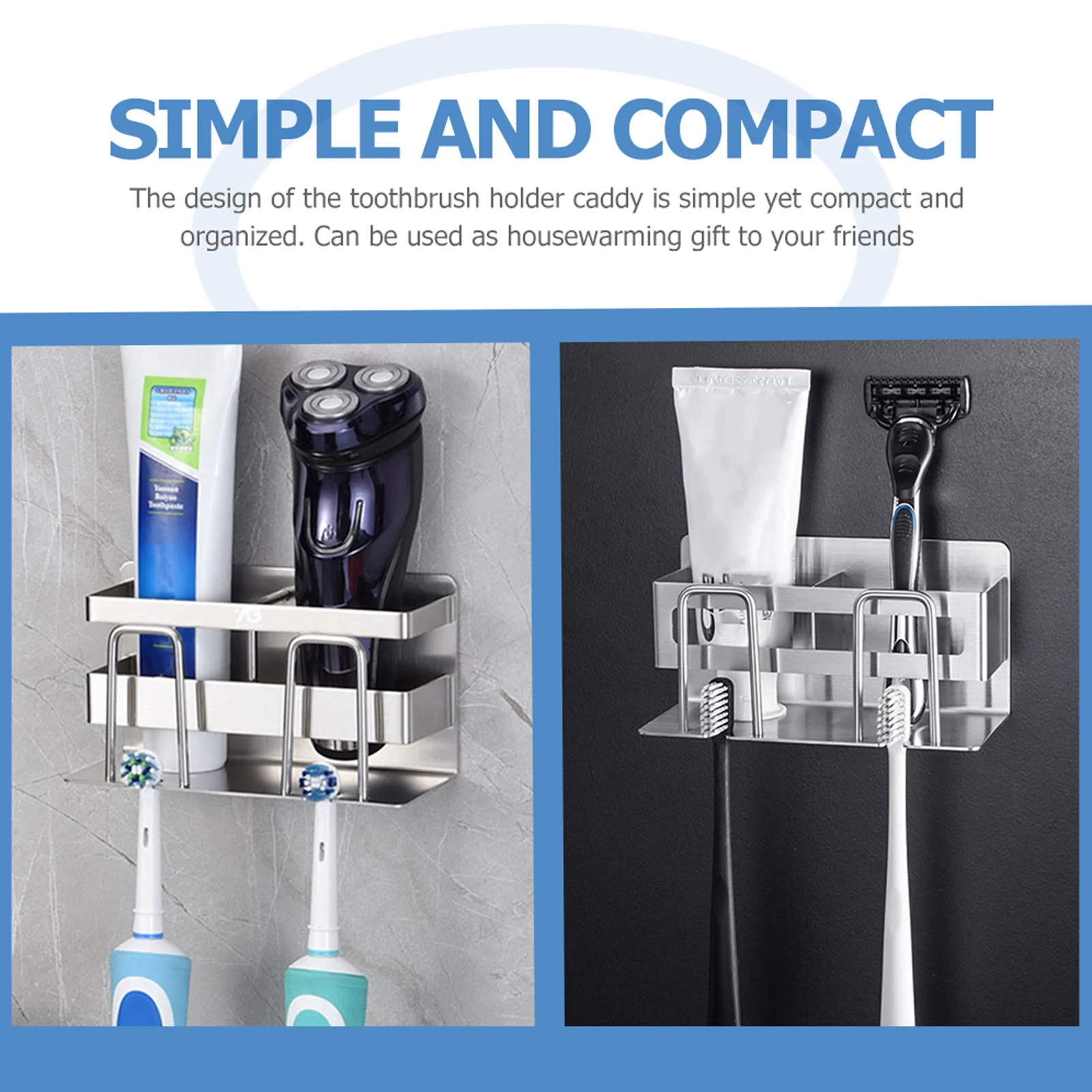 Premium Stainless Steel Toothbrush Holder Wall Mounted Bathroom Organizer with Cup Holder Drain Holes for Home Countertop Space
Premium Stainless Steel Toothbrush Holder Wall Mounted Bathroom Organizer with Cup Holder Drain Holes for Home Countertop Space