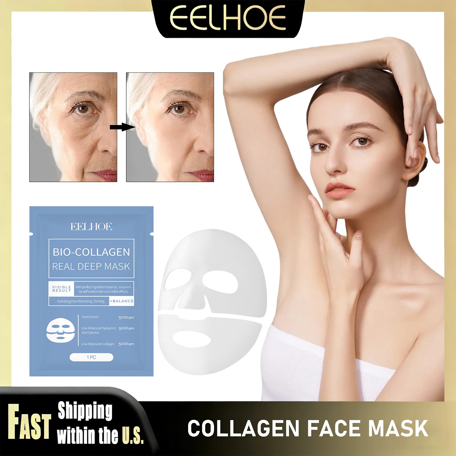 EELHOE Collagen Face Mask Shrink Pores Deep Hydrating Overnight Mask Sheet Moisturizing Refreshing Brightening Facial Skin Care
EELHOE Collagen Face Mask Shrink Pores Deep Hydrating Overnight Mask Sheet Moisturizing Refreshing Brightening Facial Skin Care