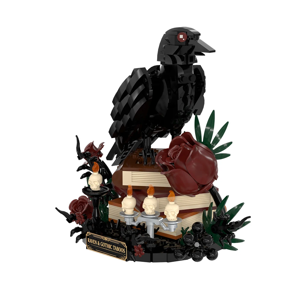 MOC Gothic Raven Codex Building Blocks 3D Animal Model with Skull Candle and Red Rose Flower Desktop Decor Bricks Toy Adult Gift
MOC Gothic Raven Codex Building Blocks 3D Animal Model with Skull Candle and Red Rose Flower Desktop Decor Bricks Toy Adult Gift