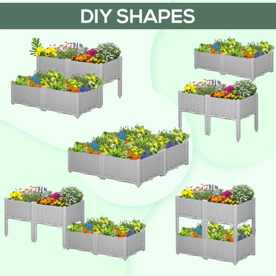4-Piece Raised Garden Bed with Legs, Self-Watering Planter Box Raised Bed to Grow Flowers, Herbs & Vegetables, Gray
4-Piece Raised Garden Bed with Legs, Self-Watering Planter Box Raised Bed to Grow Flowers, Herbs & Vegetables, Gray