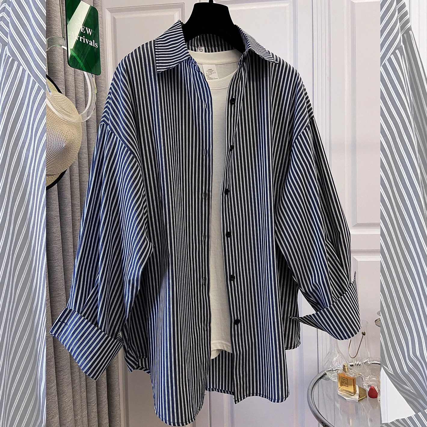 SuperAen Korean Style Gray Striped Polo Collar Shirt Loose Women's 2025 Autumn New Long-sleeved Simple Casual Shirts
SuperAen Korean Style Gray Striped Polo Collar Shirt Loose Women's 2025 Autumn New Long-sleeved Simple Casual Shirts