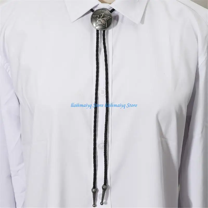 573B Durable PU Leather Cord Bolo Necktie With Large Antique Star Pendant Design
573B Durable PU Leather Cord Bolo Necktie With Large Antique Star Pendant Design