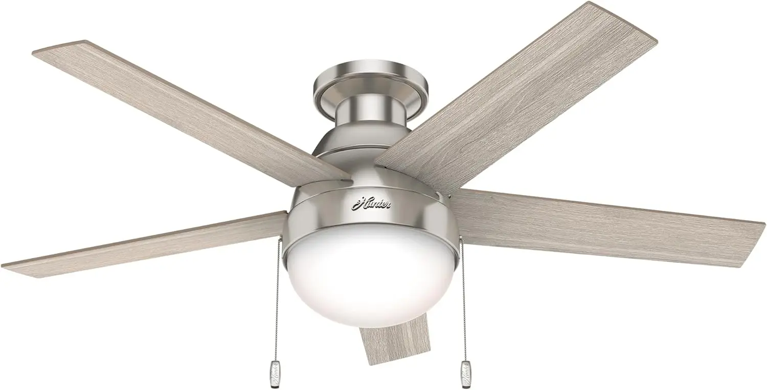 46 inch Indoor Ceiling Fan with LED Light for Bedroom Living Room Kitchen Low Profile Mount Pull Chain 5 Blades Brushed Nickel
46 inch Indoor Ceiling Fan with LED Light for Bedroom Living Room Kitchen Low Profile Mount Pull Chain 5 Blades Brushed Nickel