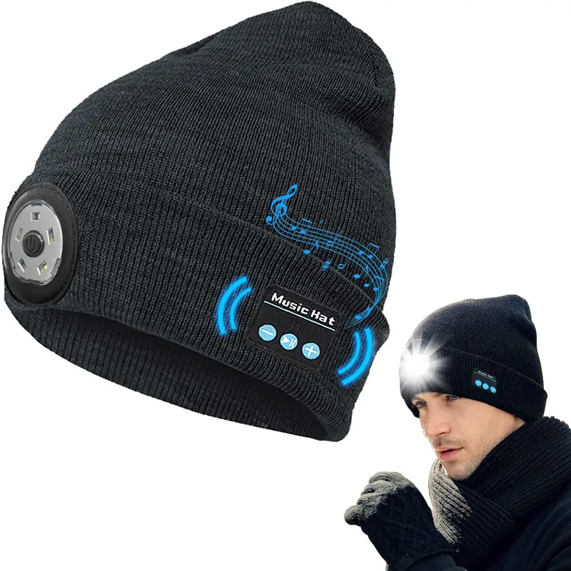 Bluetooth Beanie Hat with 5 LED Light USB Rechargeable Music Hat W/ Headlamp Headphone Speaker Mic for More Outdoor Activities
Bluetooth Beanie Hat with 5 LED Light USB Rechargeable Music Hat W/ Headlamp Headphone Speaker Mic for More Outdoor Activities