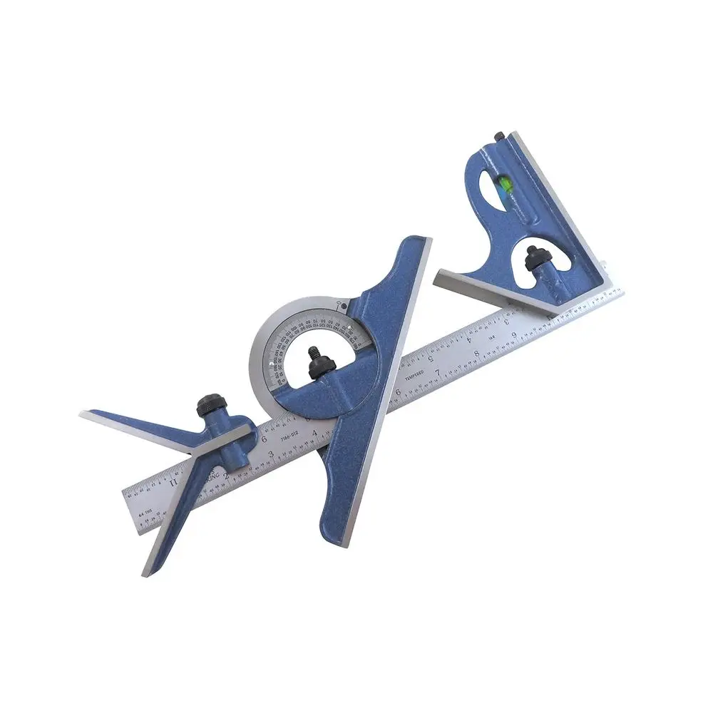 12 16R 4-Piece Combination Square Set with Reversing Protractor, Marked in 1/32, 1/64, 1/100, 1/10
12 16R 4-Piece Combination Square Set with Reversing Protractor, Marked in 1/32, 1/64, 1/100, 1/10